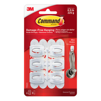 3M Command Mini Plastic Hook 11/8 in. L 6 pk