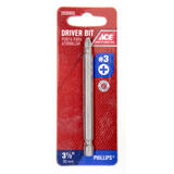 Ace 3 x 3-1/2 in. L Screwdriver Bit S2 Tool Steel Quick-Change Hex Shank 1/4 in. Phillips 1 p