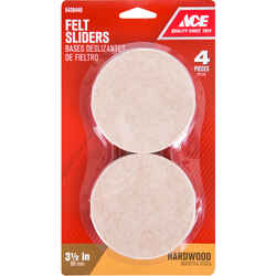 Ace Felt Self Adhesive Sliders Brown Round 3-1/2 in. W 4 pk
