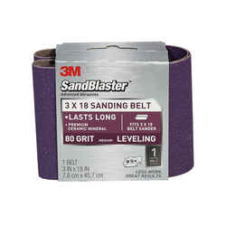 3M SandBlaster 18 inch in. L x 3 in. W Ceramic Sanding Belt Medium 1 pc. 80 Grit