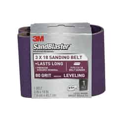 3M SandBlaster 18 inch in. L x 3 in. W Ceramic Sanding Belt Medium 1 pc. 80 Grit