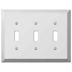 Amerelle Century Polished Chrome Light Gray 3 gang Stamped Steel Toggle Wall Plate 1 pk