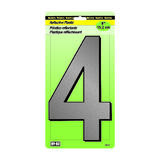 Hy-Ko 6 in. Reflective Black Plastic Number Self-Adhesive 4