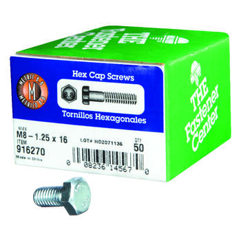 Hillman M8-1.25 mm Dia. x 16 mm L Heat Treated Steel Hex Head Cap Screw 50 pk