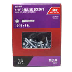Ace 1 in. L x 10-16 Sizes Hex Hex Washer Head Self- Drilling Screws Zinc-Plated 1 lb. Steel