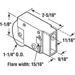 Prime-Line 1-1/4 in. D X 2-5/16 in. L Steel Roller Assembly 1 pk