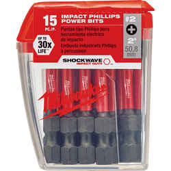 Milwaukee SHOCKWAVE Phillips #2 x 2 in. L Impact Power Bit 1/4 in. Steel Quick-Change Hex Sha