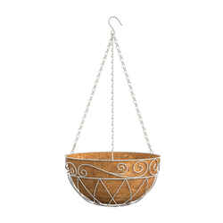 Panacea White Steel Hanging Basket