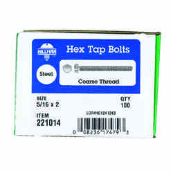 HILLMAN 5/16 in. Dia. x 2 in. L Zinc Plated Steel Hex Tap Bolt 100 box