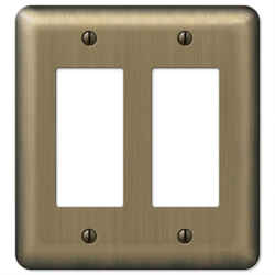 Amerelle Devon Brushed Brass Brass 2 gang Stamped Steel Rocker Wall Plate 1 pk