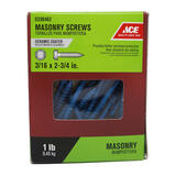 Ace 3/16 in. x 2-3/4 in. L Slotted Hex Washer Head Ceramic Steel Masonry Screws 1 lb.