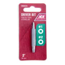 Ace Square Recess Double-Ended Screwdriver Bit S2 Tool Steel Hex Shank 1 pc. 1/4 in. #1/#2 in.