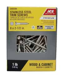 Ace No. 8 x 2-1/2 in. L Star Trim Head Stainless Steel Trim Screw 1 lb. 135 pk