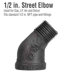Pipe Decor No 1/2 in. 1-1/4 in. L Malleable Iron Pipe Decor Street Elbow FPT