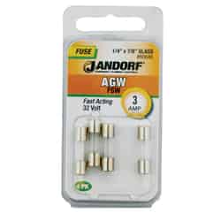 Jandorf AGW 3 amps 32 volt Glass Fast Acting Fuse 4 pk