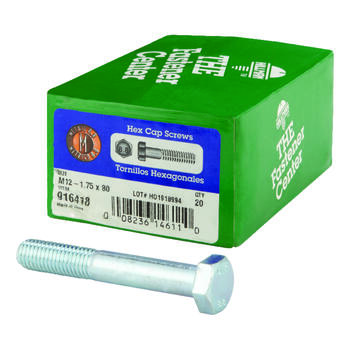 HILLMAN M12-1.75 mm Dia. x 80 mm L Heat Treated Steel Hex Head Cap Screw 20 box