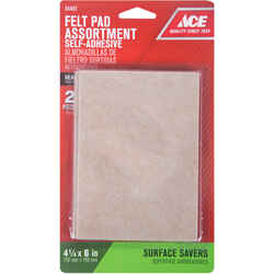 Ace Felt Self Adhesive Blanket Brown Rectangle 4-1/4 in. W x 6 in. L 2 pk