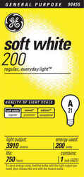 GE Lighting 200 watts A21 Incandescent Bulb 3910 lumens Soft White 1 pk A-Line