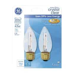 GE Lighting Energy Efficient 43 watts B13 Incandescent Bulb 750 lumens Daylight Decorative 2 p