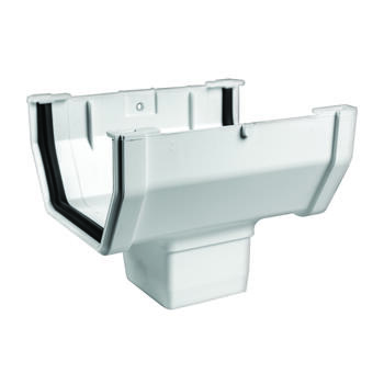 Genova Raingo 6.4 in. H X 5 in. W X 4.9 in. L White Vinyl Gutter Drop Outlet