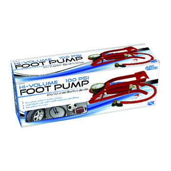 Custom Accessories Foot Pump Heavy Duty 100 psi 10 in., 2in. x 4-1/8 in. Plastic Polybag