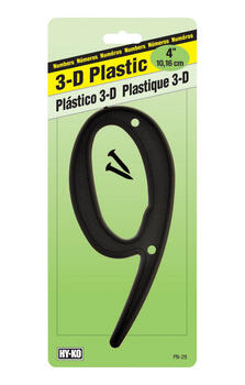 Hy-Ko 4 in. Plastic 9 Number Nail-On Black