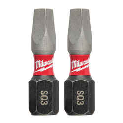 Milwaukee SHOCKWAVE Square 1 in. L x #3 Impact Duty Screwdriver Bit Steel 1/4 in. Hex Shank