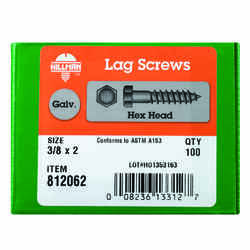 HILLMAN 3/8 in. x 2 in. L Hex Hot Dipped Galvanized Lag Screw 100 pk Steel