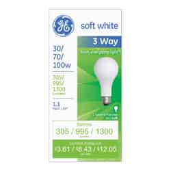 GE Lighting 30/70/100 watts A21 Incandescent Bulb 305/995/1,300 lumens Soft White A-Line 1 pk
