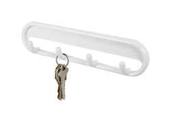 InterDesign 8 in. L Plastic Medium Multi-Purpose 4-Hook Rack 1 pk White