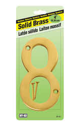 Hy-Ko 4 in. Gold Brass Screw-On Number 8 1 pc.