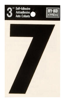 Hy-Ko 3 in. Black Vinyl Self-Adhesive Number 7 1 pc.