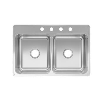 Kindred Stainless Steel Top Mount 33 in. W x 22 in. L Kitchen Sink