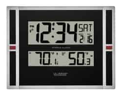 La Crosse Technology 11 in. L x 1-1/8 in. W Indoor Contemporary Atomic Wall Clock Black/Silver