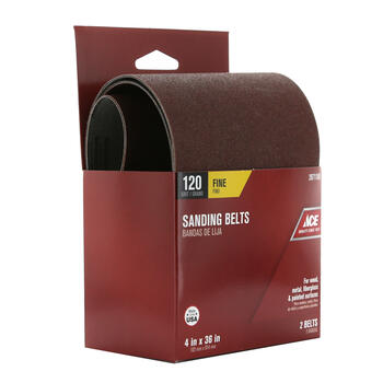 Ace 36 in. L x 4 in. W Aluminum Oxide Sanding Belt 120 Grit Fine 2 pk