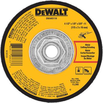 DeWalt 4-1/2 in. Dia. x 1/8 in. thick x 5/8 in. Aluminum Oxide Metal Grinding Wheel 13300 rpm