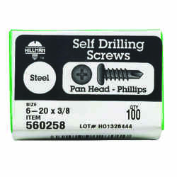HILLMAN 6-20 x 3/8 in. L Phillips Pan Head Steel Sheet Metal Screws 100 per box Zinc-Plated