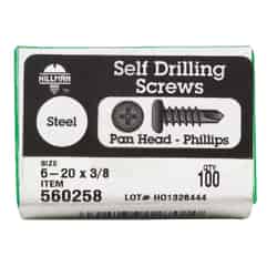 HILLMAN 6-20 x 3/8 in. L Phillips Pan Head Steel Sheet Metal Screws 100 per box Zinc-Plated