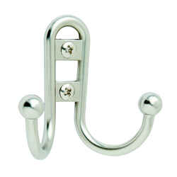 Amerock Silver Zinc Small Double Prong Hook 2-3/4 in. L 1 pk