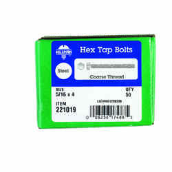 HILLMAN 5/16 in. Dia. x 4 in. L Zinc Plated Steel Hex Tap Bolt 50 box