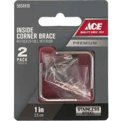 Ace 1 in. H x 2.75 in. W x 1 in. D Inside Corner Brace Stainless Steel