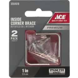 Ace 1 in. H x 2.75 in. W x 1 in. D Inside Corner Brace Stainless Steel