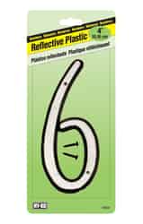 Hy-Ko 4 in. Reflective White Plastic Nail-On Number 6 1 pc.