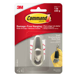 3M Command 2-5/8 in. L Metal Small Forever Classic Coat/Hat Hook 1 lb. capacity 1 pk Brushed N