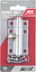 Ace Barrel Bolt 3 in. Galvanized For Lightweight Doors, Chests and Cabinets