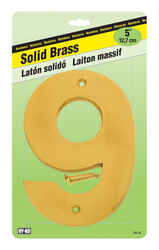 Hy-Ko 5 in. Brass Brass Plated Number Nail-On 9