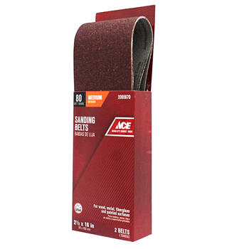 Ace 16 in. L x 2-1/2 in. W Aluminum Oxide Sanding Belt Medium 2 pk 80 Grit