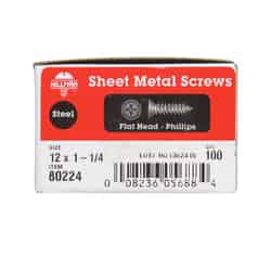 HILLMAN 12 x 1-1/4 in. L Phillips Steel Sheet Metal Screws 100 per box Flat Head Zinc-Plated