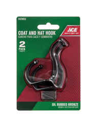 Ace 3 in. L Bronze Metal Medium Coat and Hat Hook 2 pk Zinc-Plated