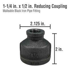 Pipe Decor No 1-1/4 in. 1/2 in. Dia. x 2-1/4 in. L FPT Gray FPT Pipe Decor Reducer Malleable I